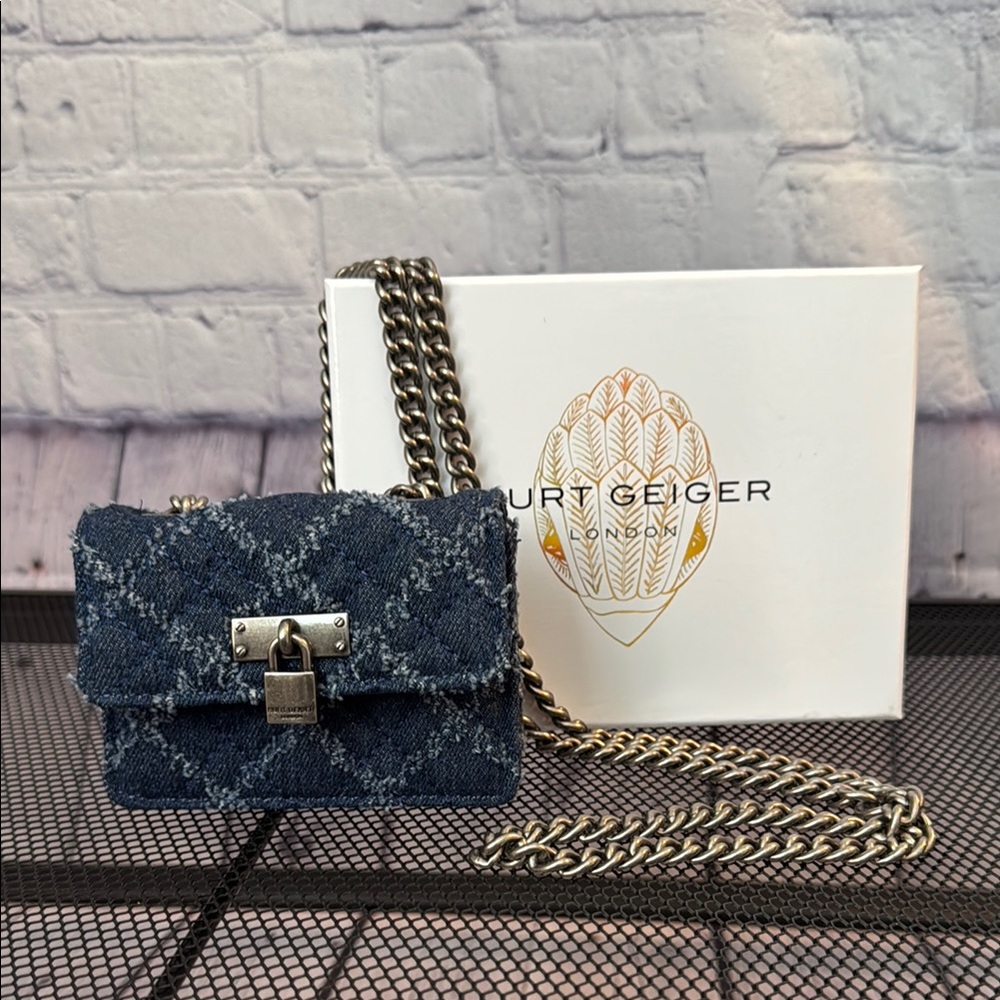 Kurt Geiger Blue Quilted Chain Bag
